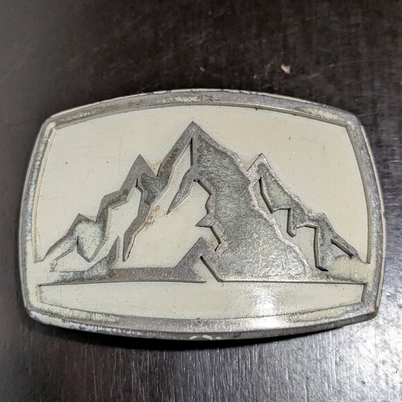 Fosterweld Peak Handmade Steel Belt Buckle - White Rocky Mountains - Picture 1 of 5